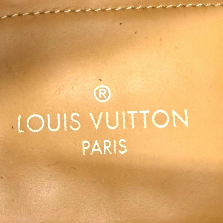 【ドンドン見直し】美品□LOUIS VUITTON ルイヴィトン ソルボンヌ・ライン レザー モノグラム コインローファー ネイビー 8 イタリア製