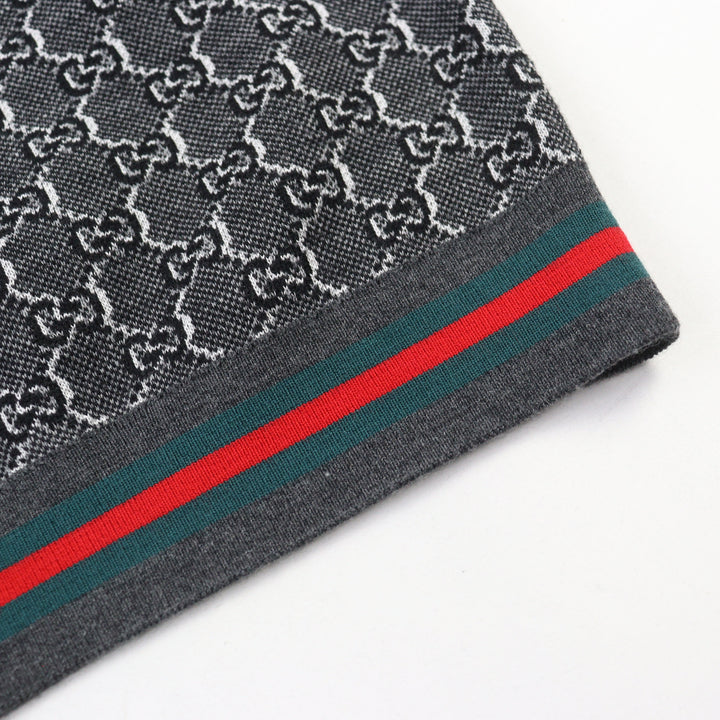 未使用品○GUCCI グッチ 24AW 801702 シルク混 GGジャガード ウェブライン ロゴボタン カーディガン グレー系 S 伊製 正規品 メンズ