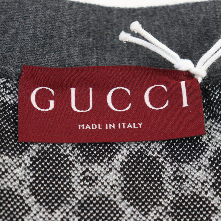 未使用品○GUCCI グッチ 24AW 801702 シルク混 GGジャガード ウェブライン ロゴボタン カーディガン グレー系 S 伊製 正規品 メンズ