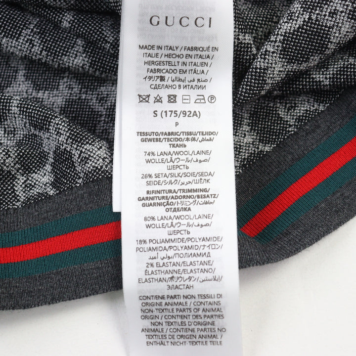 未使用品○GUCCI グッチ 24AW 801702 シルク混 GGジャガード ウェブライン ロゴボタン カーディガン グレー系 S 伊製 正規品 メンズ