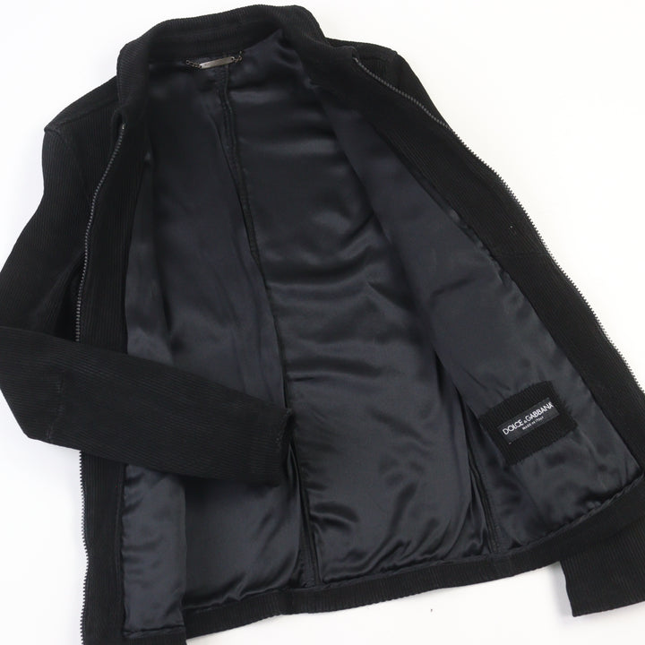 美品○DOLCE&amp;GABBANA ドルチェ＆ガッバーナ G9BF1L ラムスキン 裏地シルク 黒タグ ダブルジップ レザージャケット ブラック 46　メンズ