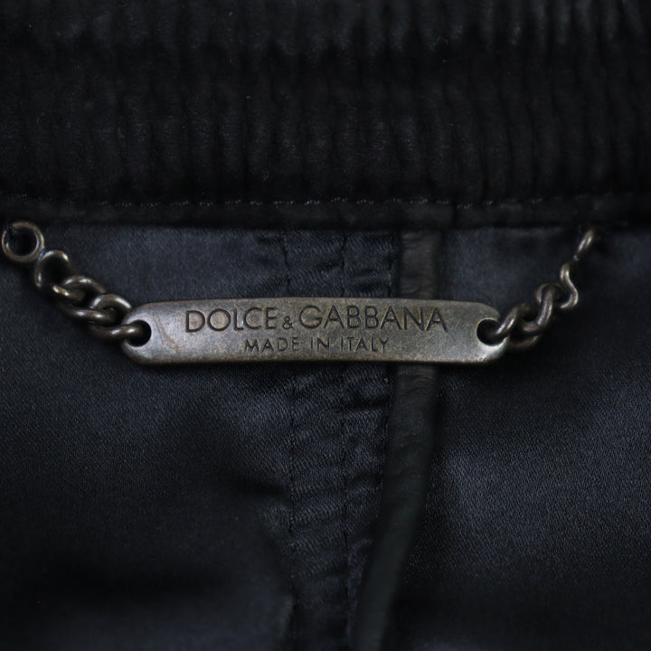 美品○DOLCE&amp;GABBANA ドルチェ＆ガッバーナ G9BF1L ラムスキン 裏地シルク 黒タグ ダブルジップ レザージャケット ブラック 46　メンズ