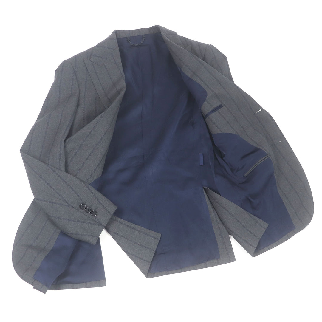 極美品□LOUIS VUITTON ルイヴィトン 25SS HSFJ8E PONT NEUF FIT LVロゴ ピークドラペル シングルスーツ グレー 46 イタリア製 正規品