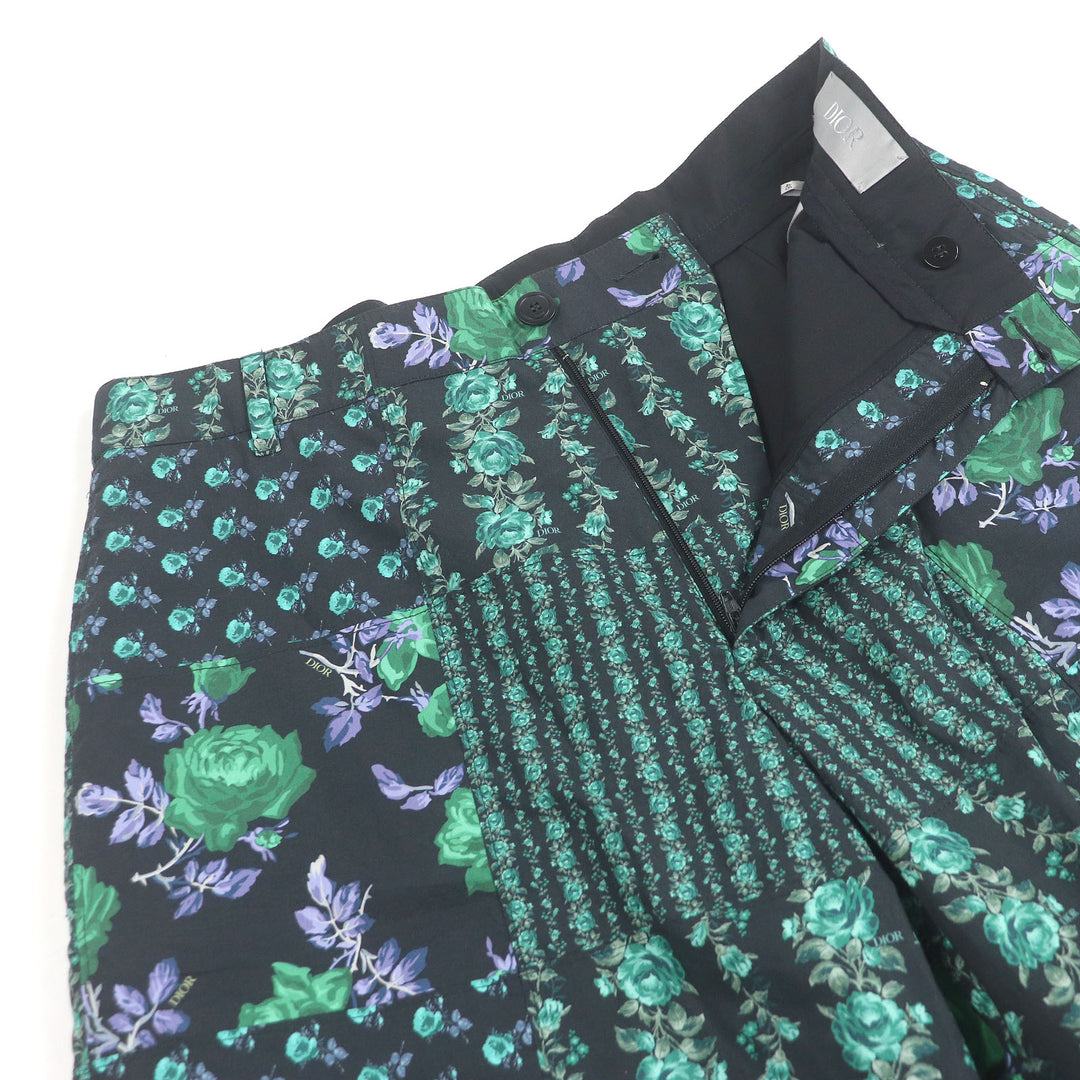 極美品□DIOR ディオール オム 22AW 293C170A5680 バラ 総柄 ハーフパンツ ショートパンツ ブラック 46 イタリア製 正規品 メンズ