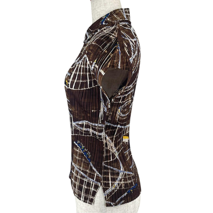 極美品▲PLEATS PLEASE プリーツプリーズ イッセイミヤケ PP43-JK582 ジェットコースター 半袖 カットソー マルチカラー 3 日本製 正規品