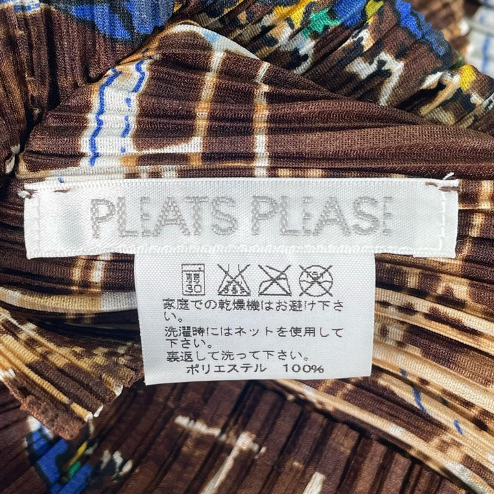 極美品▲PLEATS PLEASE プリーツプリーズ イッセイミヤケ PP43-JK582 ジェットコースター 半袖 カットソー マルチカラー 3 日本製 正規品