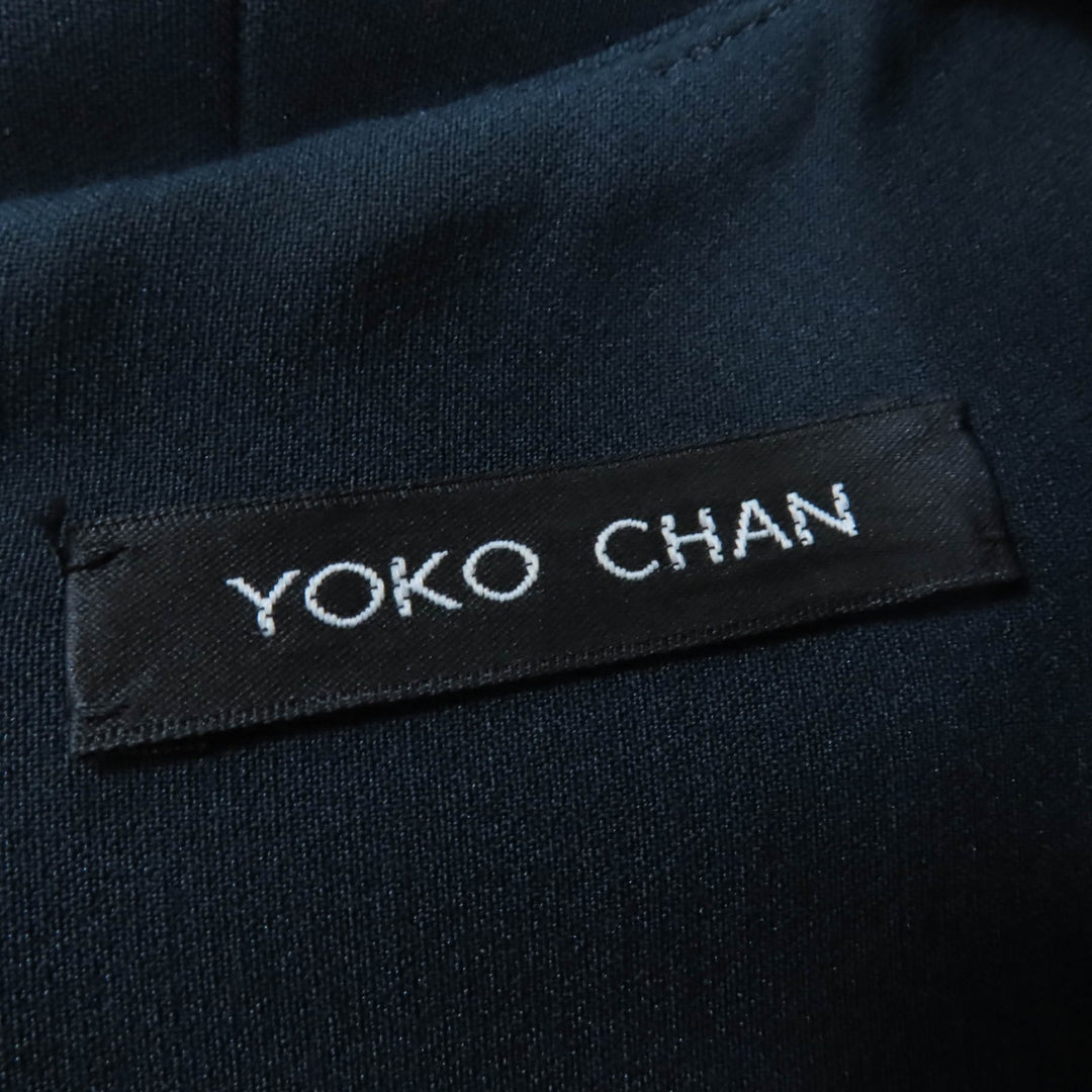 極美品☆YOKO CHAN ヨーコチャン 2020年製 YCD-418-198 フェイクパール付 ノースリーブ ワンピース ダークネイビー 36 正規品 レディース