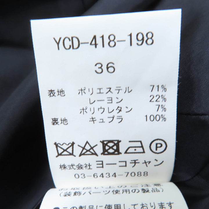 極美品☆YOKO CHAN ヨーコチャン 2020年製 YCD-418-198 フェイクパール付 ノースリーブ ワンピース ダークネイビー 36 正規品 レディース