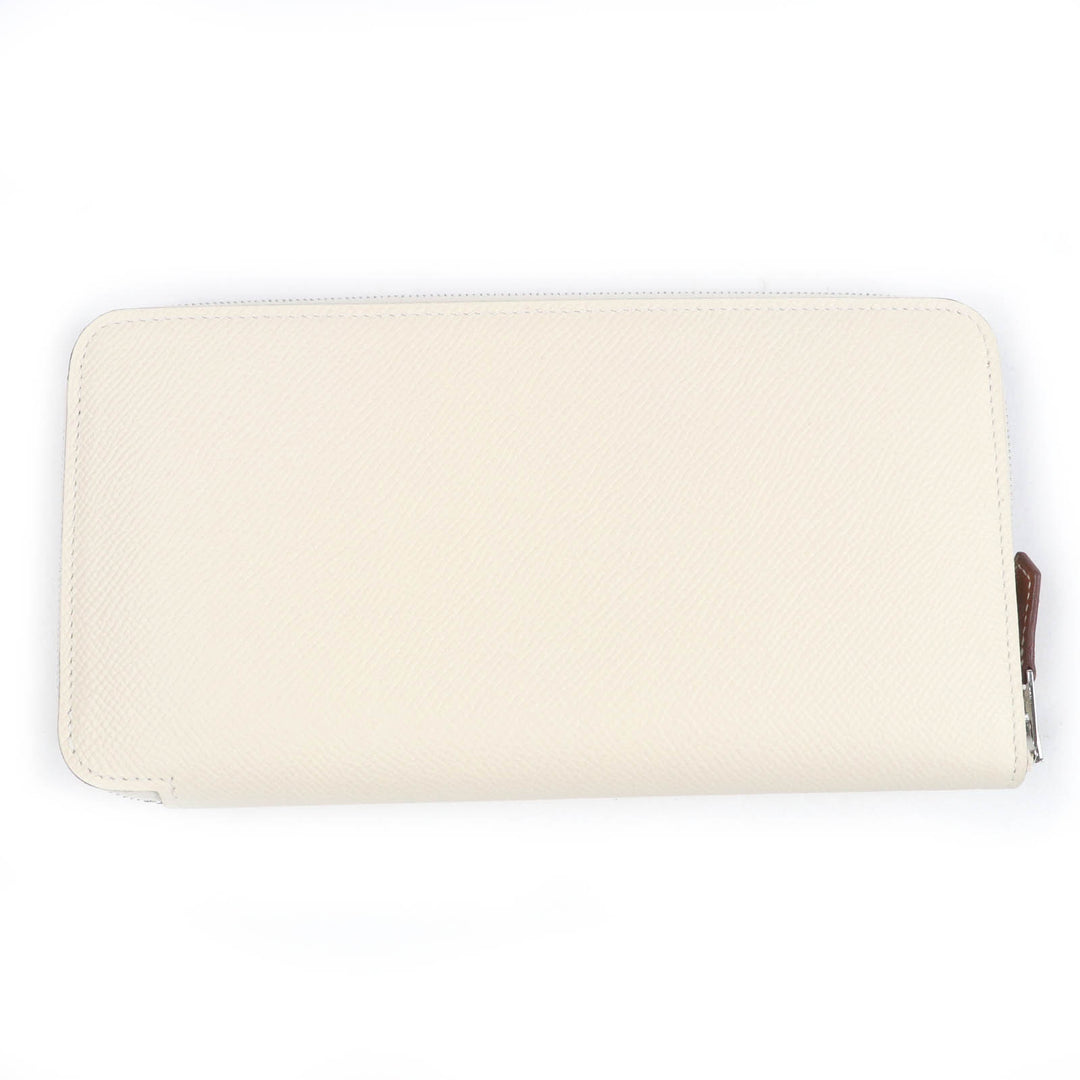 極美品☆HERMES エルメス アザップ ロング シルクイン ラウンドファスナー ヴォーエプソン ナタ シルバー金具 長財布 U刻印 仏製