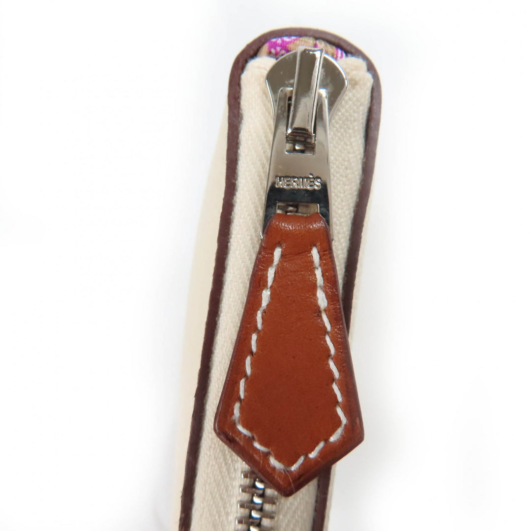 極美品☆HERMES エルメス アザップ ロング シルクイン ラウンドファスナー ヴォーエプソン ナタ シルバー金具 長財布 U刻印 仏製