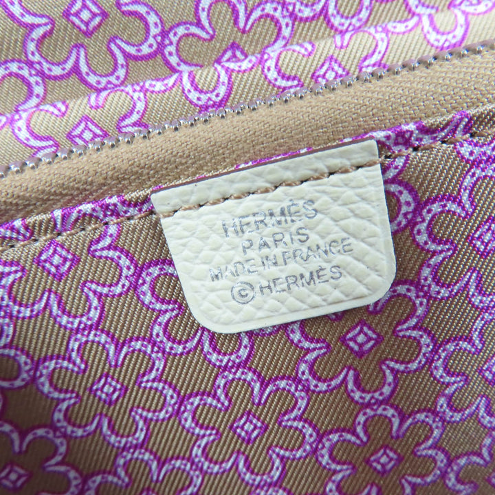 極美品☆HERMES エルメス アザップ ロング シルクイン ラウンドファスナー ヴォーエプソン ナタ シルバー金具 長財布 U刻印 仏製