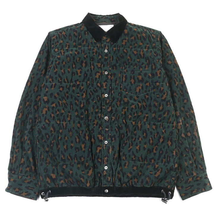美品○Sacai サカイ 19AW 19-02053M HAVEN JACKET コットン100% レオパード 中綿 ジャケット グリーン系 2 日本製 正規品 メンズ