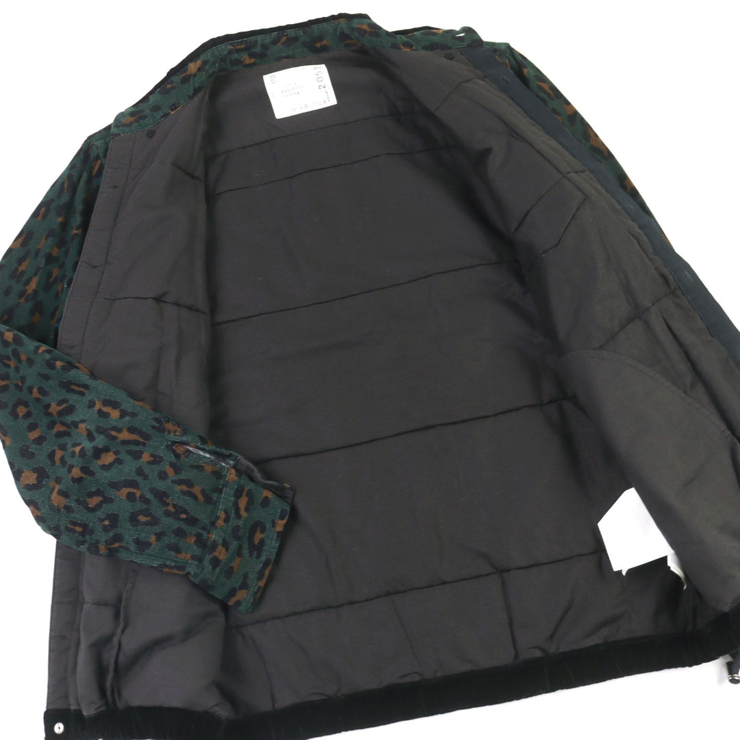 美品○Sacai サカイ 19AW 19-02053M HAVEN JACKET コットン100% レオパード 中綿 ジャケット グリーン系 2 日本製 正規品 メンズ