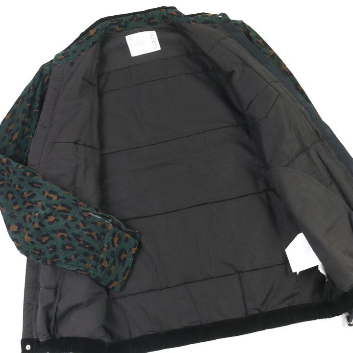 美品○Sacai サカイ 19AW 19-02053M HAVEN JACKET コットン100% レオパード 中綿 ジャケット グリーン系 2 日本製 正規品 メンズ