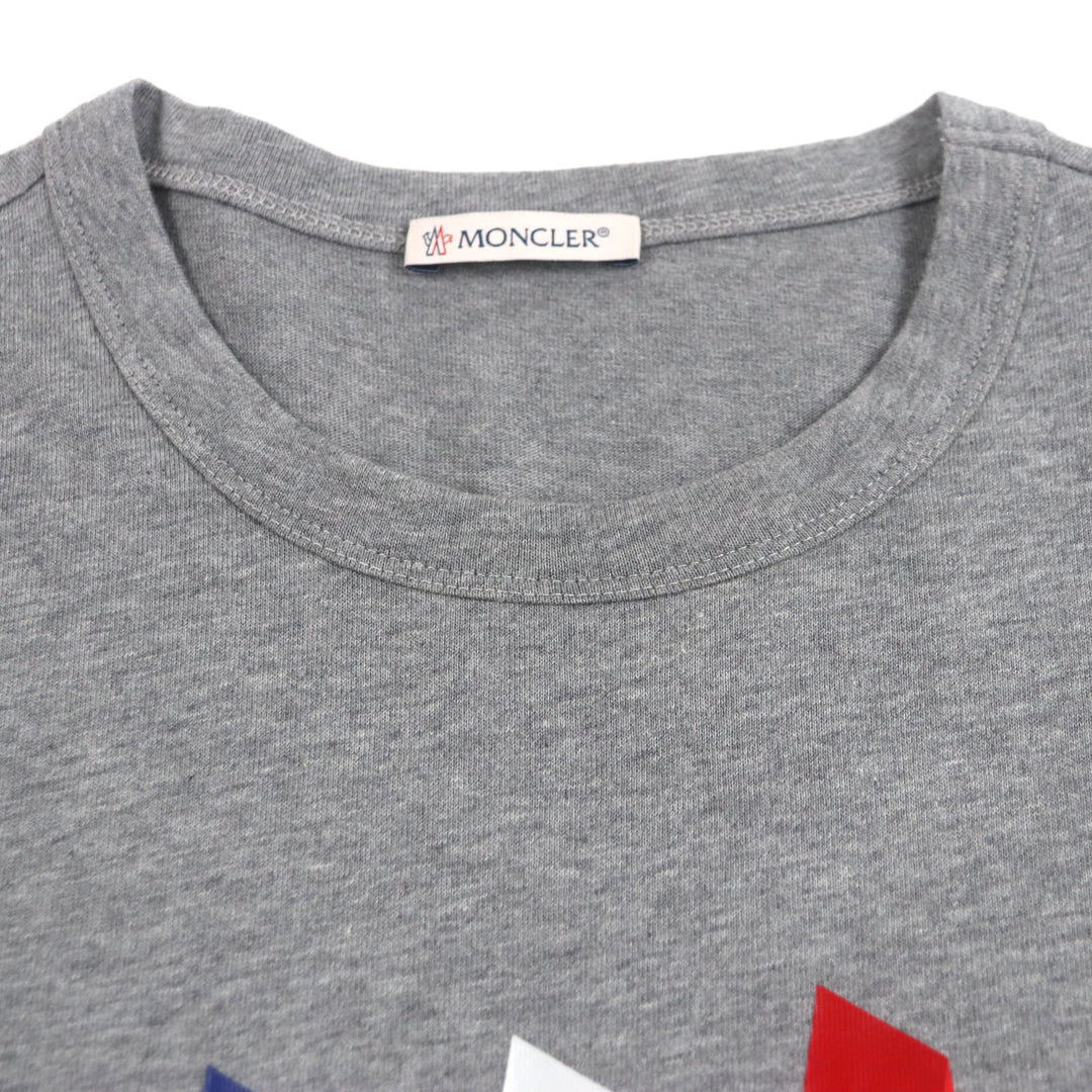 美品▼MONCLER モンクレール 21SS コットン100% ロゴプリント クルーネック ショートスリーブ 半袖Ｔシャツ グレー S 正規品 メンズ