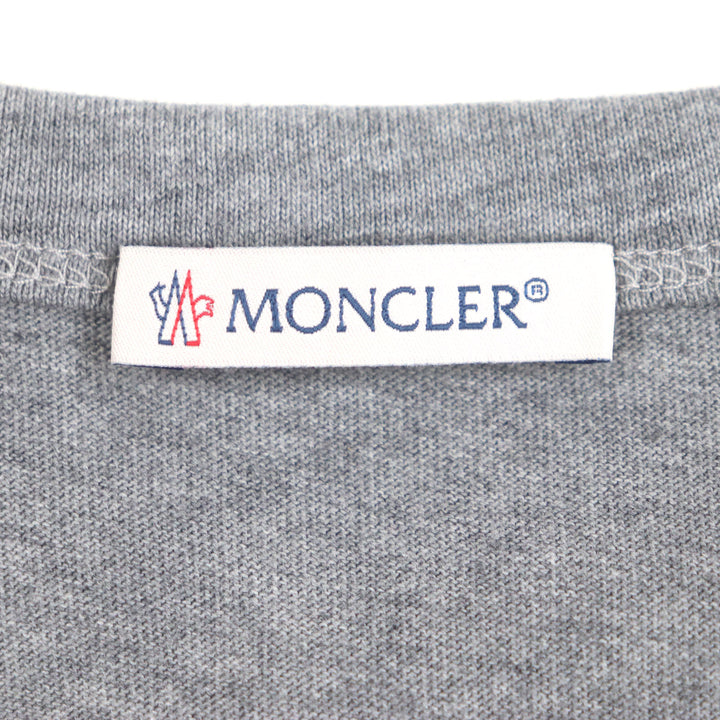 美品▼MONCLER モンクレール 21SS コットン100% ロゴプリント クルーネック ショートスリーブ 半袖Ｔシャツ グレー S 正規品 メンズ