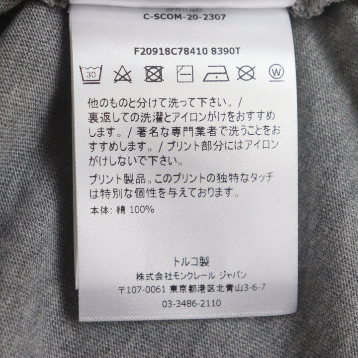 美品▼MONCLER モンクレール 21SS コットン100% ロゴプリント クルーネック ショートスリーブ 半袖Ｔシャツ グレー S 正規品 メンズ