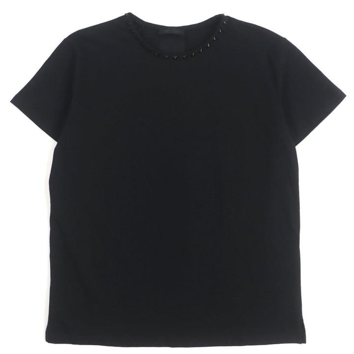 極美品▼VALENTINO ヴァレンティノ 2022年製 2V3MG08X595 ロックスタッズ クルーネック 半袖Ｔシャツ ブラック S 伊製 正規品　メンズ