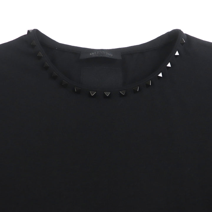 極美品▼VALENTINO ヴァレンティノ 2022年製 2V3MG08X595 ロックスタッズ クルーネック 半袖Ｔシャツ ブラック S 伊製 正規品　メンズ