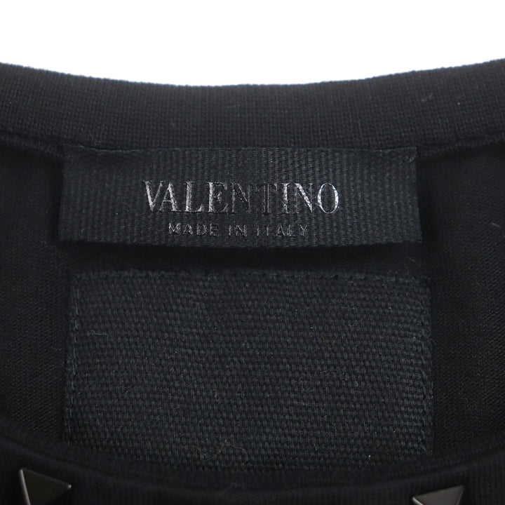 極美品▼VALENTINO ヴァレンティノ 2022年製 2V3MG08X595 ロックスタッズ クルーネック 半袖Ｔシャツ ブラック S 伊製 正規品　メンズ