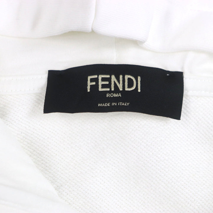 極美品▼FENDI フェンディ 2020年製 FAF595 ロゴプリント ロングスリーブ プルオーバー パーカー ホワイト L イタリア製　正規品 メンズ