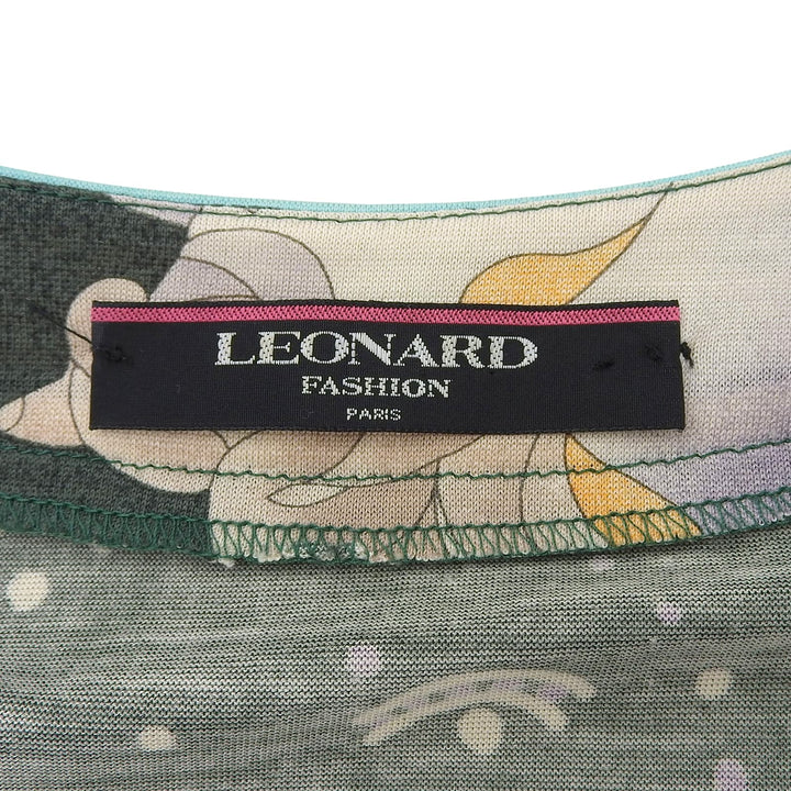 美品▲LEONARD FASHION レオナール ファッション 349153 ウール シルク 花柄 ペイズリー柄 長袖 カーディガン LL 日本製 正規品 レディース