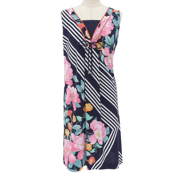 極美品▲LEONARD FASHION レオナール ファッション 330802 コットン100％ 花柄 ノースリーブ ワンピース 38 日本製 正規品 レディース