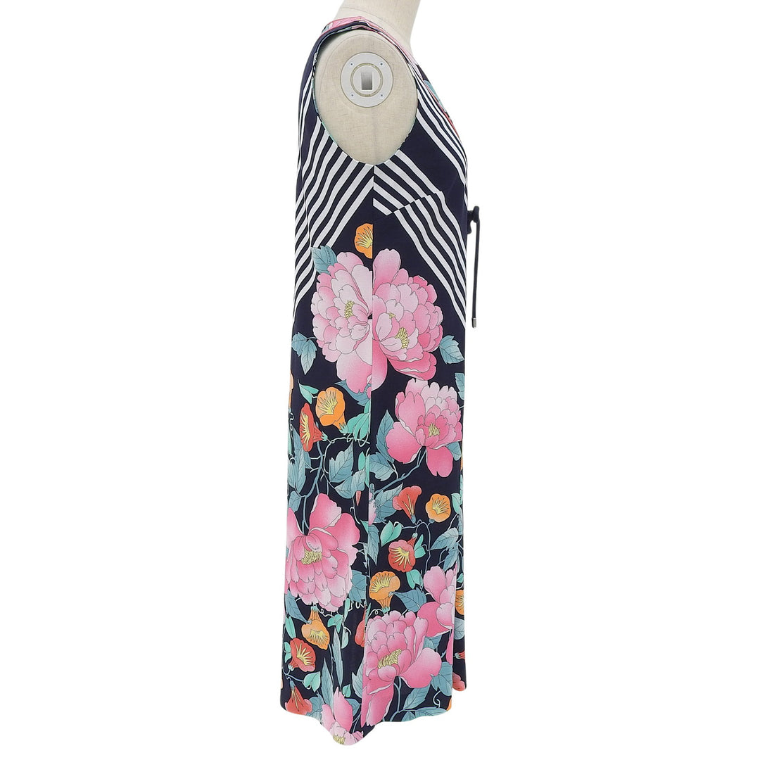 極美品▲LEONARD FASHION レオナール ファッション 330802 コットン100％ 花柄 ノースリーブ ワンピース 38 日本製 正規品 レディース