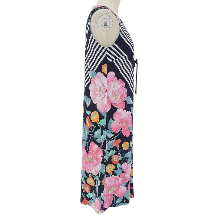 極美品▲LEONARD FASHION レオナール ファッション 330802 コットン100％ 花柄 ノースリーブ ワンピース 38 日本製 正規品 レディース