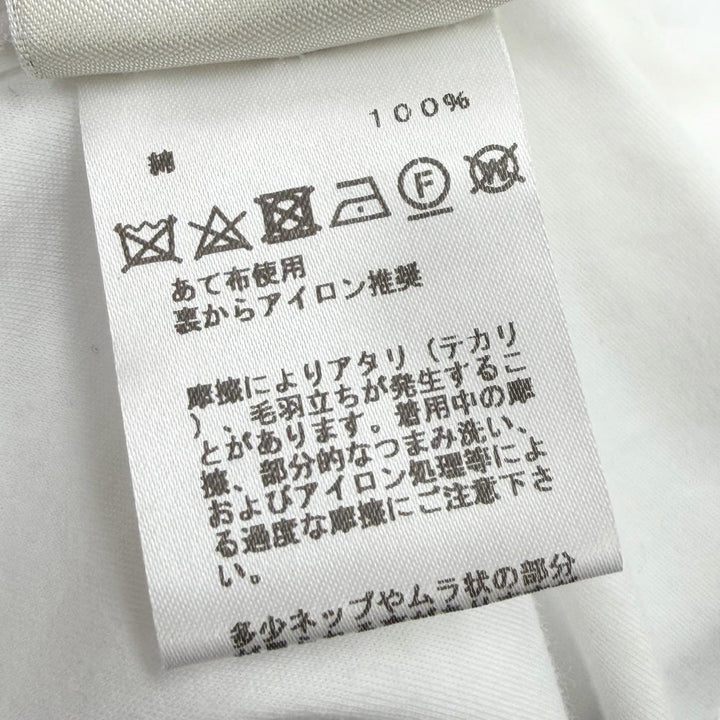美品▼HERMES エルメス コットン100% Vネック 刺繍 胸ポケット ショートスリーブ 半袖Ｔシャツ ホワイト 34 仏製 正規品 レディース