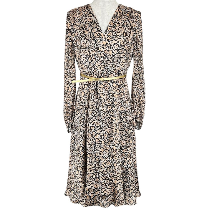 未使用品▲WEEKEND MaxMara ウィークエンドマックスマーラ レオパード ベルト付 シルク ワンピース マルチカラー 36 正規品 レディース