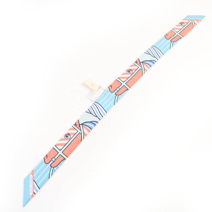 未使用品☆HERMES エルメス ツイリー カドリージュ・バヤデール シルク100％ アクア/ヴューローズ/ブルージーン スカーフ レディース