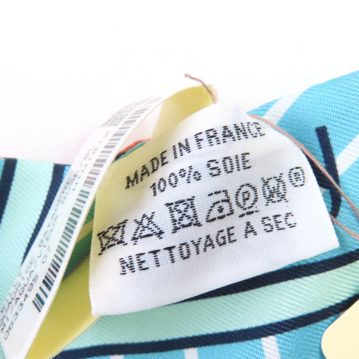 未使用品☆HERMES エルメス ツイリー カドリージュ・バヤデール シルク100％ アクア/ヴューローズ/ブルージーン スカーフ レディース