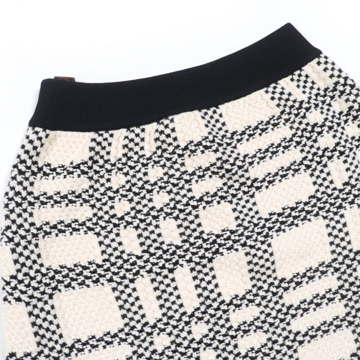 極美品☆LOUIS VUITTON ルイヴィトン 22AW カシミヤ混 モノグラムタグ ニットスカート タイトスカート ホワイト ブラック M 正規品
