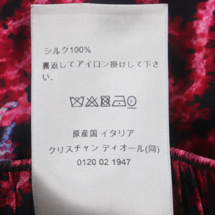 良品▼DIOR ディオール オム 483C102B6077 シルク100% 総柄 タツノオトシゴ ロゴプリント ボタンフライ ショートパンツ S 正規品 メンズ