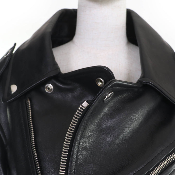 美品☆BALENCIAGA バレンシアガ 446474 スウィングトップ レザー ライダースジャケット ブラック 34 正規品 レディース