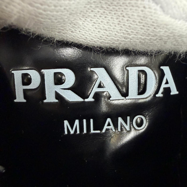 美品☆PRADA プラダ ウィングチップ メダリオン レースアップ レザーシューズ スニーカー ブラック 36 イタリア製 レディース 箱付き