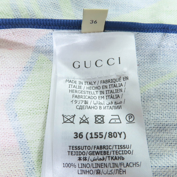 未使用品☆GUCCI グッチ 23SS 746401 リネン100％ ナットプリント ベルト付 ジャケット マルチ 36 ハンガー付 伊製 正規品 レディース