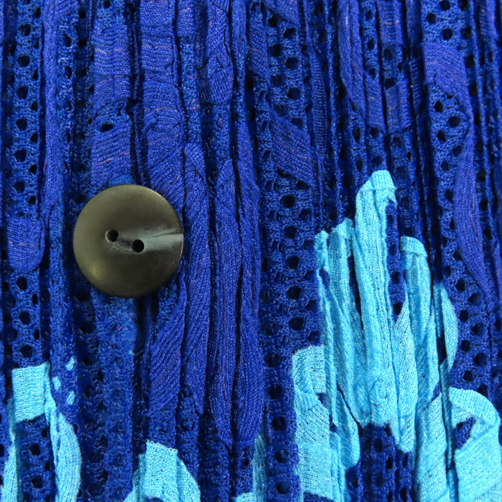 極美品▲PLEATS PLEASE プリーツプリーズ イッセイミヤケ PP06-JO905 フラワープリント 半袖 カーディガン 3 日本製 正規品 レディース