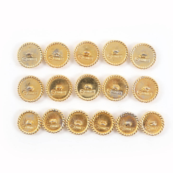 美品★CHANEL シャネル ヴィンテージ クローバーボタン 大10個＋小6個 16個セット 金ボタン メタルボタン ゴールド レディース
