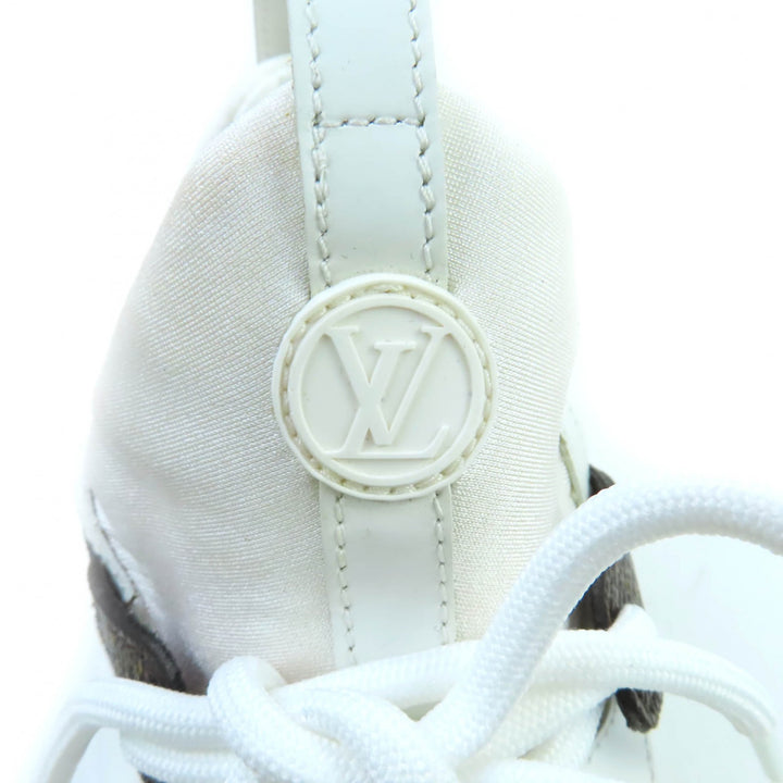 美品★LOUIS VUITTON ルイヴィトン アフターゲームライン モノグラムレザー ファブリック レースアップ スニーカー 白 茶色 35.5 伊製