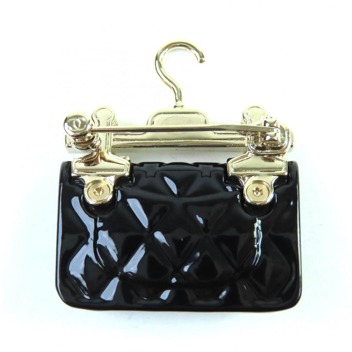 極美品★CHANEL シャネル B23C AB9849 ココマーク Fパール付 バッグデザイン ブローチ ブラック ゴールド金具 箱・保存袋付き イタリア製