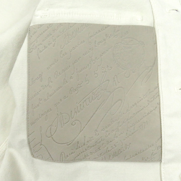 極美品□BERLUTI ベルルッティ Cotton Garnent Dyed Jacket レザー使い カリグラフィ デニムジャケット アイボリー 48 イタリア製 正規品