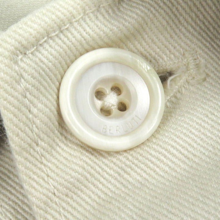 極美品□BERLUTI ベルルッティ Cotton Garnent Dyed Jacket レザー使い カリグラフィ デニムジャケット アイボリー 48 イタリア製 正規品
