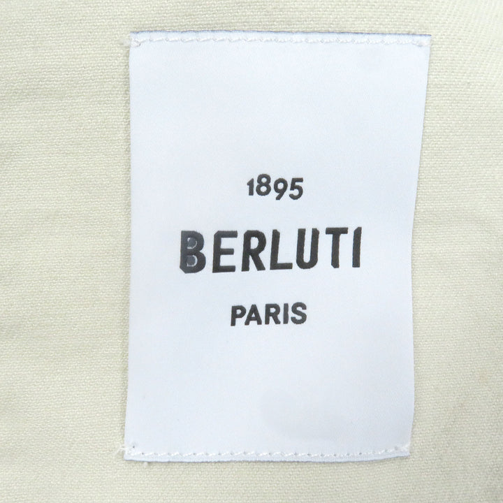 極美品□BERLUTI ベルルッティ Cotton Garnent Dyed Jacket レザー使い カリグラフィ デニムジャケット アイボリー 48 イタリア製 正規品