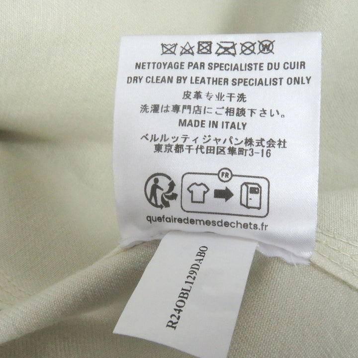 極美品□BERLUTI ベルルッティ Cotton Garnent Dyed Jacket レザー使い カリグラフィ デニムジャケット アイボリー 48 イタリア製 正規品