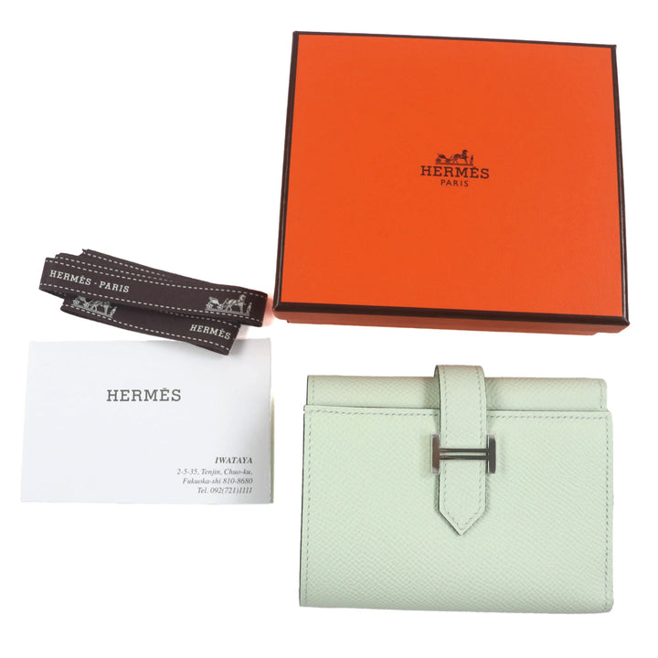 未使用品▼HERMES エルメス べアン コンビネ ヴェルソ ヴォーエプソン 2024年購入品 三つ折り財布 ヴェールフィズ ヴェールユッカ W刻印