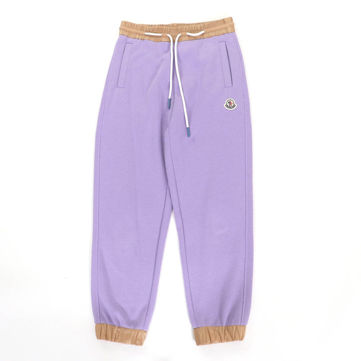美品★MONCLER モンクレール 2021年製 SWEAT BOTTOM ロゴワッペン付 コットン スウェットパンツ パープル XS 正規品 レディース