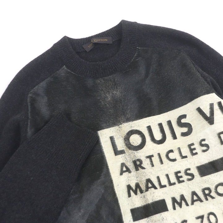 美品□LOUIS VUITTON ルイヴィトン HAN96WF94 キャメル カシミヤ混 ハラコ切替 セーター ダークブラウン L イタリア製 正規品 メンズ