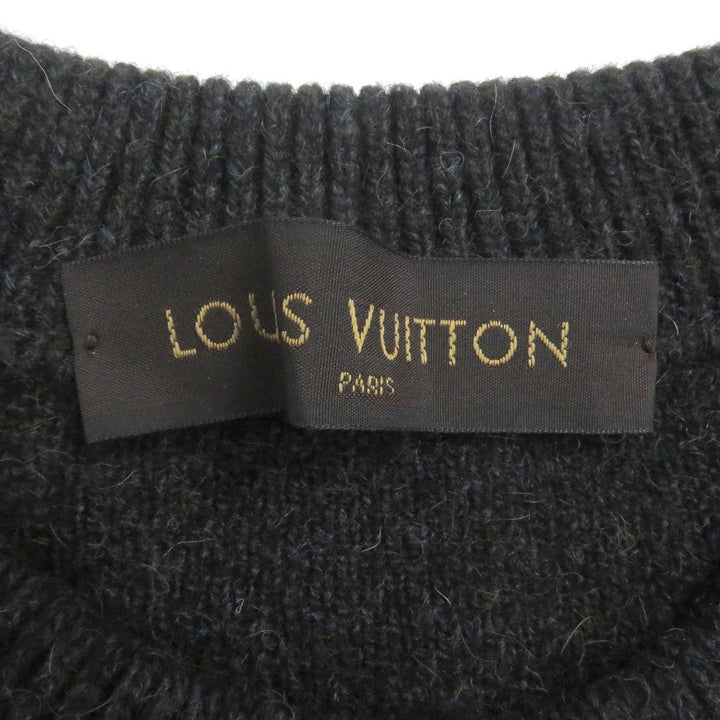 美品□LOUIS VUITTON ルイヴィトン HAN96WF94 キャメル カシミヤ混 ハラコ切替 セーター ダークブラウン L イタリア製 正規品 メンズ